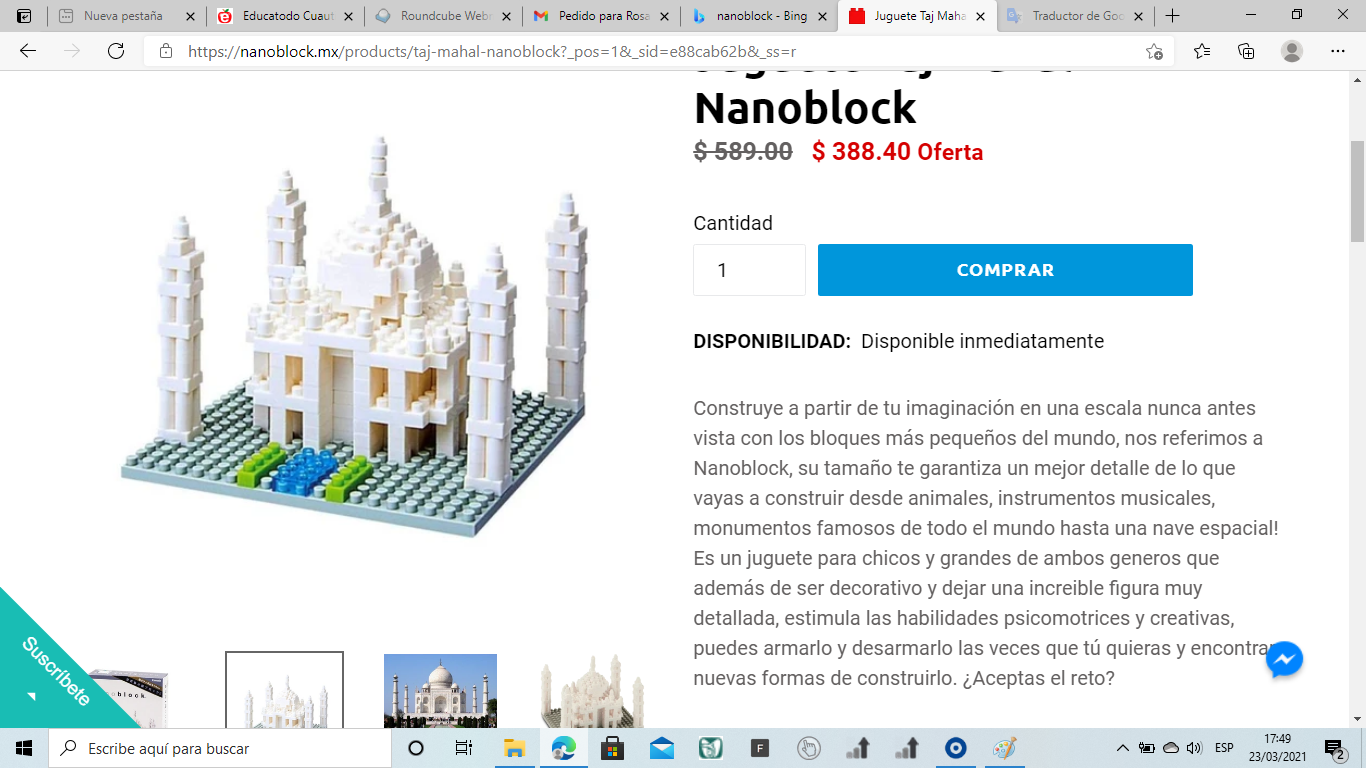 Nanoblock Taj Mahal – Micro-Costruzioni Serie Sights, NBH-008, Per Bambini 7-9 Anni